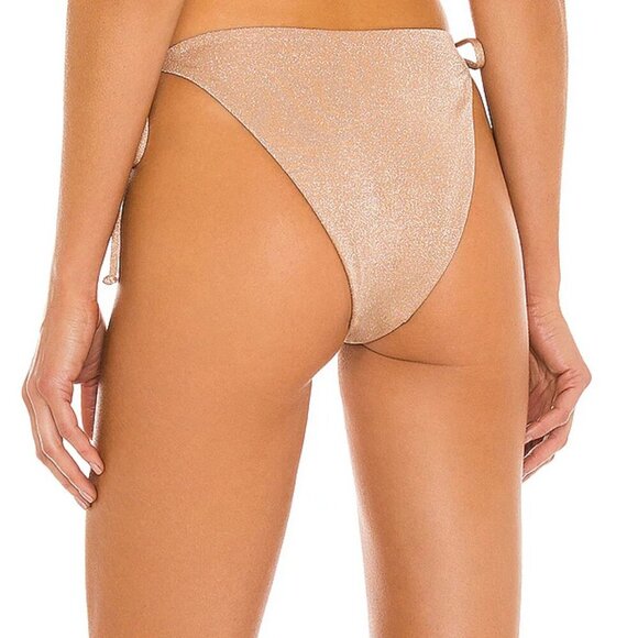 NWT l*space Lennox Shimmery Classic String Bikini Bottom in Champagne Sz. M - Picture 3 of 6